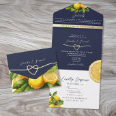 Rustic Citrus Lemon Wedding All In One Uitnodiging