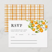 Rustic Citrus Oranje Summer Wedding RSVP Kaart (Voorkant / Achterkant)