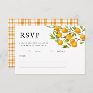 Rustic Citrus Oranje Summer Wedding RSVP Kaart