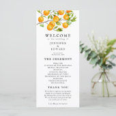 Rustic Citrus Sinaasappels Wedding Ceremony Progra Programmakaart (Staand voorkant)