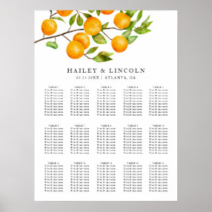 Rustic Citrus Summer Wedding Seating Chart Poster