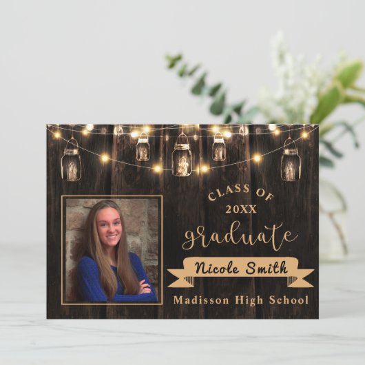 Rustic Class of 2025 Afstuderen Fotoaankondiging Kaart (Staand voorkant)