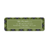 Rustic Classic Plaid Kerstadres Terug Etiket (Voorkant)