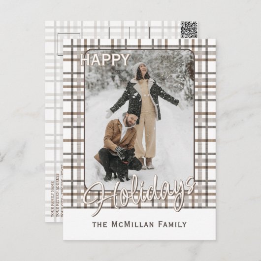 Rustic Classy Elegant Plaid Pattern Feestdagenkaart (Voorkant / Achterkant)