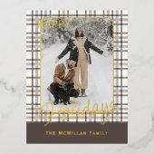 Rustic Classy Elegant Plaid Pattern Gold Folie Feestdagen Briefkaart (Voorkant)