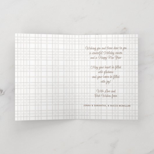 Rustic Classy Elegant Plaid Pattern Gold Folie Feestdagenkaart (Binnenlaag)
