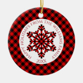 Rustic Classy Red Black Tartan controleert sneeuwv Keramisch Ornament (Voorkant)