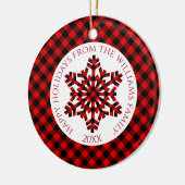 Rustic Classy Red Black Tartan controleert sneeuwv Keramisch Ornament (Links)