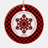 Rustic Classy Red Black Tartan controleert sneeuwv Keramisch Ornament (Achterkant)