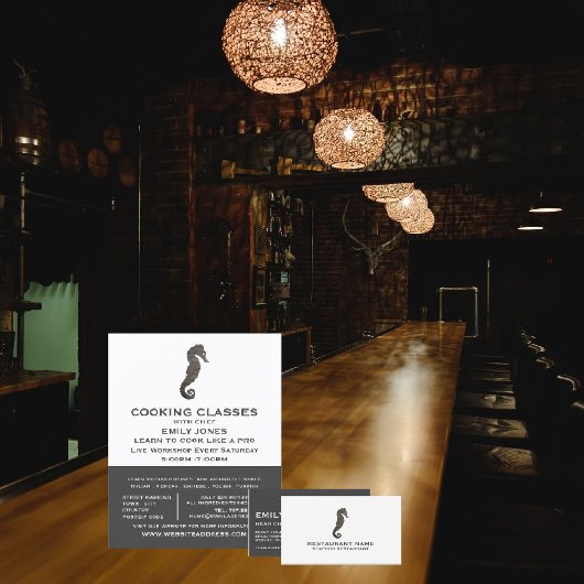 Rustic Clay Seahorse, Seafood, kookklassen Flyer