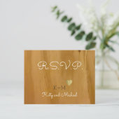 Rustic Clear Wood Love Wedding RSVP Uitnodiging Briefkaart (Staand voorkant)