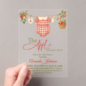 Rustic Clothesline Apple Girl Baby Shower Acryl Uitnodigingen (Insitu (Draagbaar))