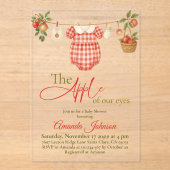 Rustic Clothesline Apple Girl Baby Shower Acryl Uitnodigingen (Voorkant)