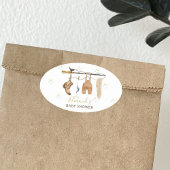 Rustic Clothesline Fisherman Derby Baby shower Ovale Sticker