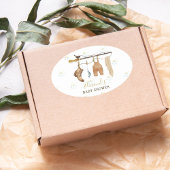 Rustic Clothesline Fisherman Derby Baby shower Ovale Sticker