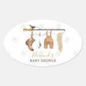 Rustic Clothesline Fisherman Derby Baby shower Ovale Sticker (Voorkant)