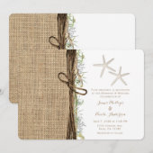 Rustic Coastal Beach Starfish Burlap & Greenery Kaart (Voorkant / Achterkant)