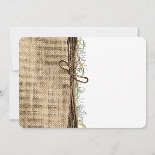 Rustic Coastal Beach Starfish Burlap & Greenery Kaart (Achterkant)