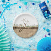 Rustic Coastal Beach Starfish Burlap & Greenery Papieren Bordje (Feest)