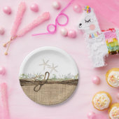 Rustic Coastal Beach Starfish Burlap & Greenery Papieren Bordje (Feest)