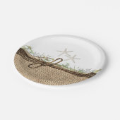 Rustic Coastal Beach Starfish Burlap & Greenery Papieren Bordje (Gekanteld)