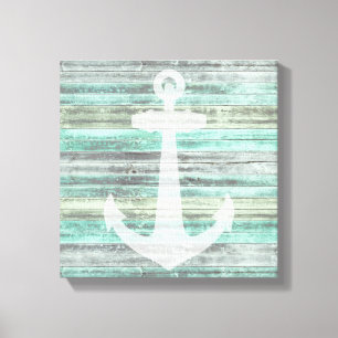 Rustic Coastal Decor Anchor Canvas Afdruk
