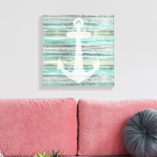 Rustic Coastal Decor Anchor Canvas Afdruk (Insitu (Woonkamer))