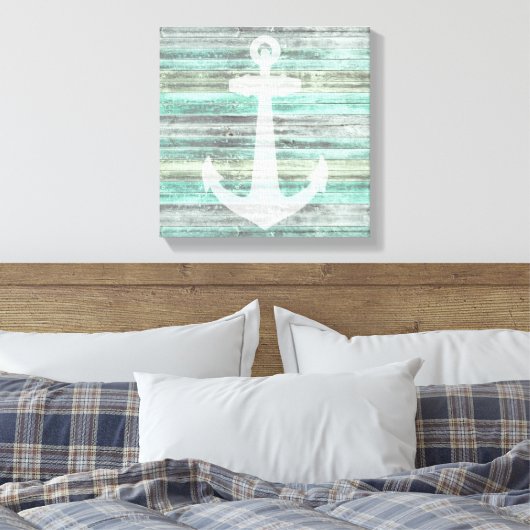 Rustic Coastal Decor Anchor Canvas Afdruk (Insitu (Slaapkamer))