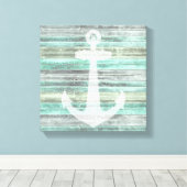 Rustic Coastal Decor Anchor Canvas Afdruk (Insitu (Houten vloer))