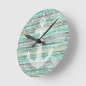Rustic Coastal Decor Anchor Ronde Klok (Hoek)