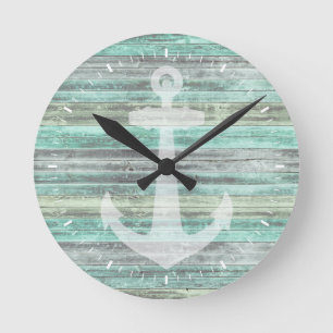 Rustic Coastal Decor Anchor Ronde Klok