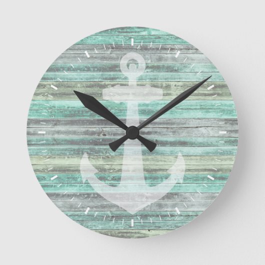 Rustic Coastal Decor Anchor Ronde Klok (Voorkant)