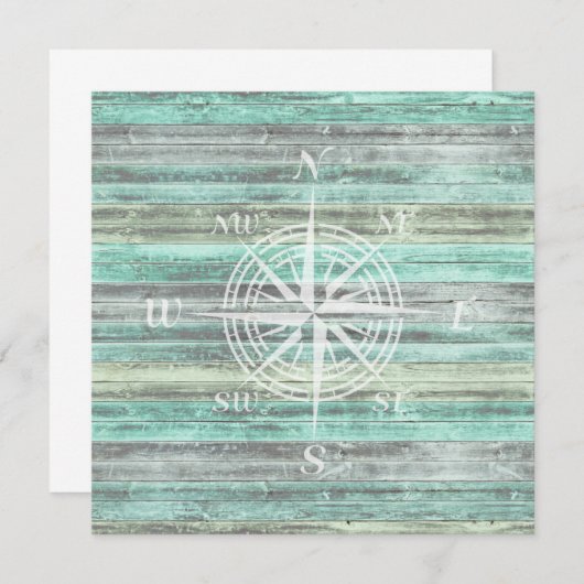 Rustic Coastal Decor Compass Notitiekaartje (Voorkant / Achterkant)