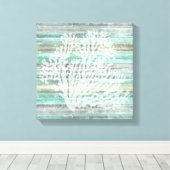 Rustic Coastal Decor Coral Canvas Afdruk (Insitu (Houten vloer))