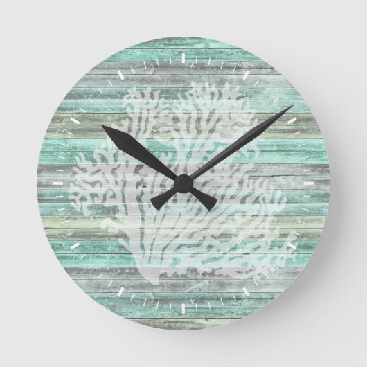 Rustic Coastal Decor Coral Ronde Klok (Voorkant)