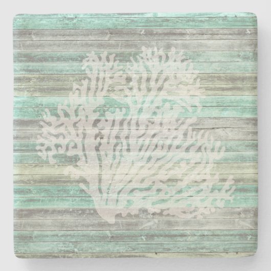 Rustic Coastal Decor Coral Stenen Onderzetter (Voorkant)
