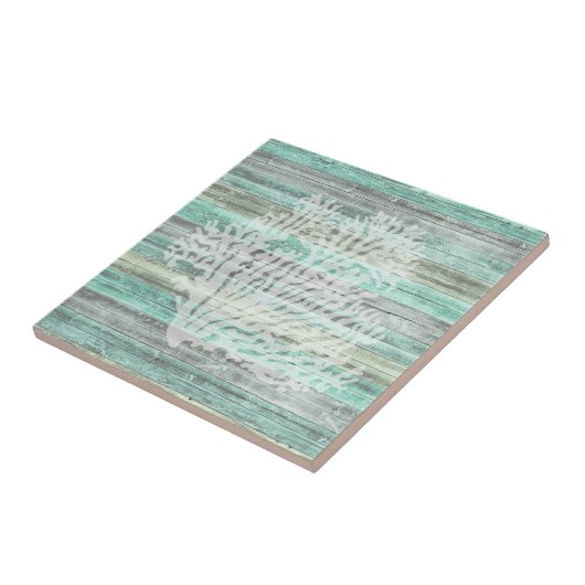 Rustic Coastal Decor Coral Tegeltje (Zijkant)