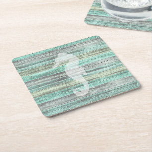 Rustic Coastal Decor Seahorse Kartonnen Onderzetters