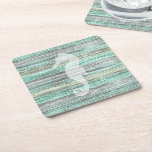Rustic Coastal Decor Seahorse Kartonnen Onderzetters (Schuin)