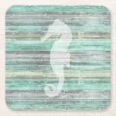 Rustic Coastal Decor Seahorse Kartonnen Onderzetters (Voorkant)