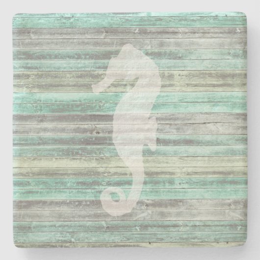 Rustic Coastal Decor Seahorse Stenen Onderzetter (Voorkant)