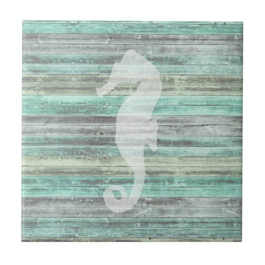 Rustic Coastal Decor Seahorse Tegeltje (Voorkant)