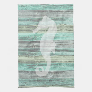 Rustic Coastal Decor Seahorse Theedoek