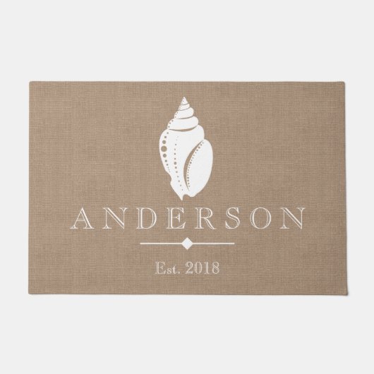 Rustic Coastal Seashell Silhouette | Aangepast Deurmat (Voorkant)