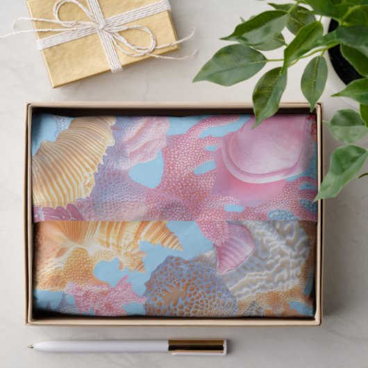 Rustic Coastal - Zeeschelpen, Zeesterren, Reef (18 Tissuepapier (Geschenk)