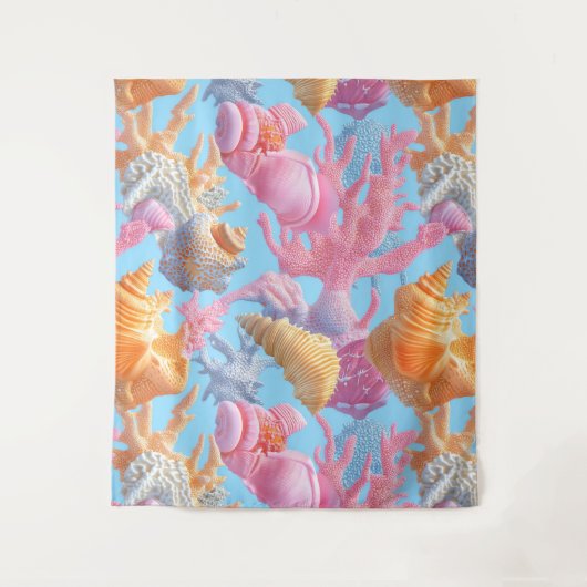 Rustic Coastal - Zeeschelpen, Zeesterren, Reef (18 Wandkleed (Voorkant)