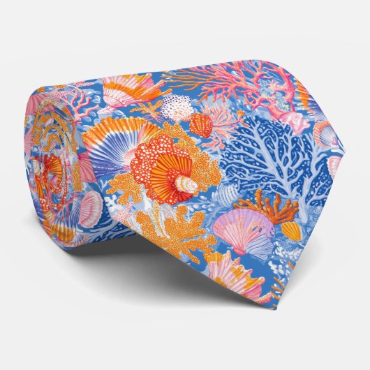 Rustic Coastal - Zeeschelpen, Zeesterren, Reef (19 Stropdas (Opgerold)