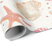 Rustic Coastal - Zeeschelpen, Zeesterren, Reef (28 Cadeaupapier (Rol Hoek)