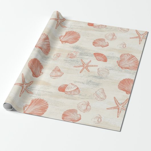 Rustic Coastal - Zeeschelpen, Zeesterren, Reef (29 Cadeaupapier (Uitgerold)