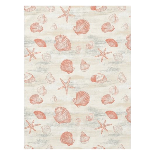 Rustic Coastal - Zeeschelpen, Zeesterren, Reef (29 Tafelkleed (Voorkant)